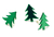 Painted Metal Paper Fasteners Trees-Metallic Green x50