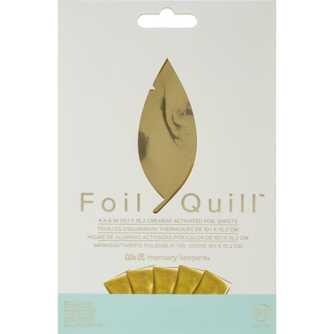 Hojas metalizadas We R Memory Keepers Foil Quill Foil Sheets 4" x 6" 30/Pkg Gold Finch