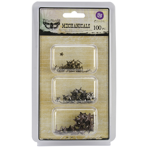 Prima Marketing Mechanicals Metal Embellishments-Star Brads x100