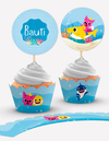 Wrappers + Toppers para Cupcakes Baby shark