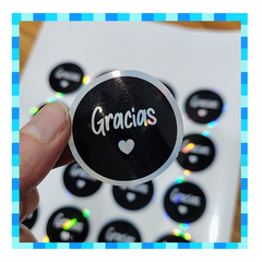 Stickers "Gracias" - 4CM - Metalizado Tornasol