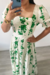 Vestido Longo Floral em Tricoline (Verde) na internet