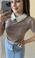 Blusa Malha Gola com Detalhes em Pedraria (chocolate) - comprar online