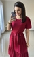 Vestido Pipoca Midi com Cinto de Amarração (Vermelho)