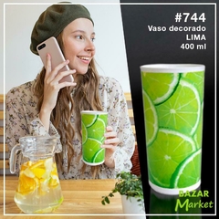 Vaso Decorado de 400 ml. LIMONES. NUVA ART. #744