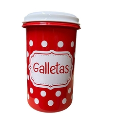 Contenedor Redondo Rojo/Blanco lunares de 1,70 lts. Galletas. NUVA. ART. #9805 - comprar online