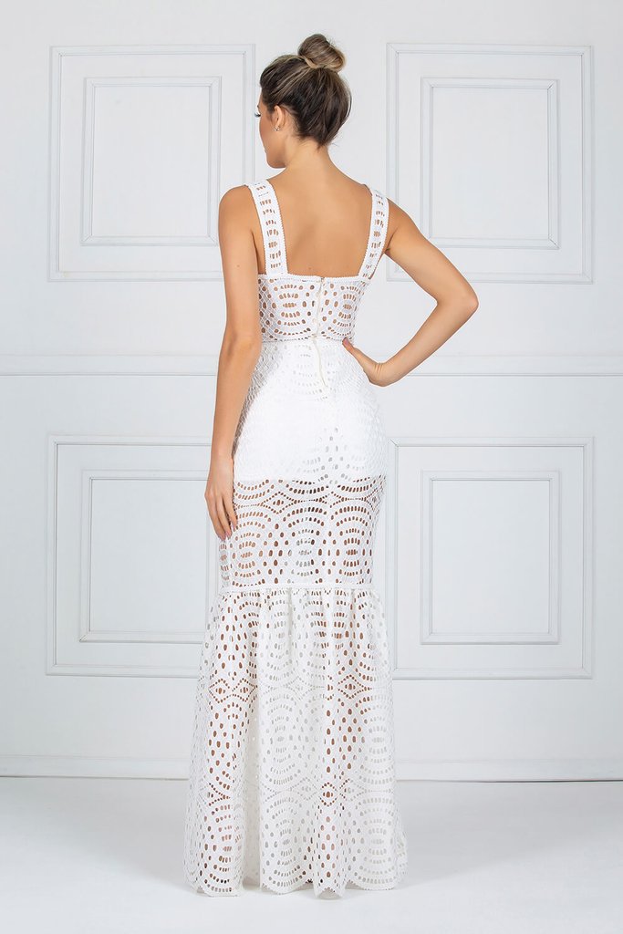 Vestido longo hotsell renda guipir