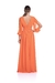 vestido longo de festa camila siqueira fluido laranja coral