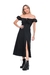 vestido midi preto camila siqueira tricoline