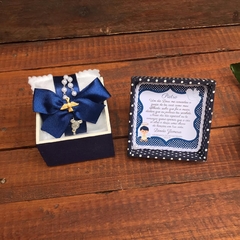 Mini Caixa Batizado Azul Marinho na internet