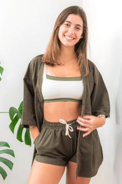 Kit Kimono + Short - verde militar - comprar online