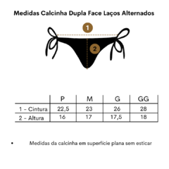 Calcinha Dupla face Laços listrados Preta/Off White