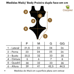 Maiô Body Praieira Dupla face 4 em 1 Turquesa com Off White