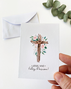 Cartão Jesus Vive - Feliz Páscoa + envelope (UNIDADE)