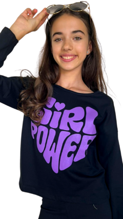 REMERA POWER GIRL NEGR/LILA - tienda online