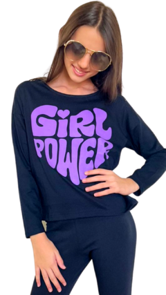 REMERA POWER GIRL NEGR/LILA en internet