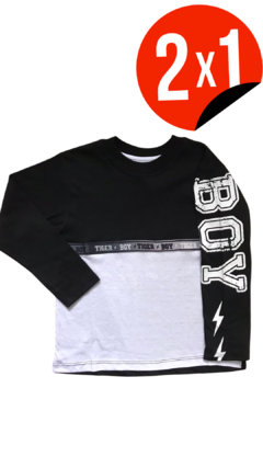 REMERA TIGUER BOY BLANCO NEGRO