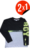 REMERA TIGUER BOY MELANGE/NEGRO