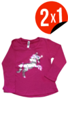 REMERA UNICORNIO BIFAZ FUCSIA/PLATA - comprar online