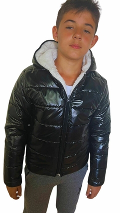 CAMPERA ABRIGO NEGRO CHAROLADO NENE - comprar online