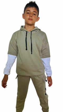 Buzo verde unisex combinado