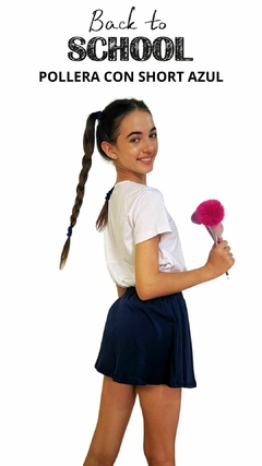 POLLERA CON SHORT COLEGIAL AZUL en internet