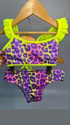 bikini animal print violeta con volados