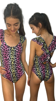 Enteriza animal print fucsia con volados en internet