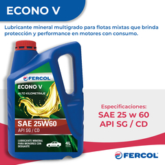 Aceite Fercol Econo V 25w60 Lubricante Alto Kilometraje x 4Lts - comprar online