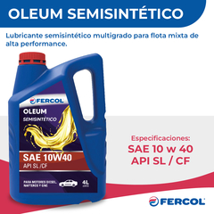 Aceite Fercol Oleum Semi-sintetico 10w-40 4 Lt - comprar online