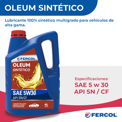 Aceite Fercol Oleum Sintetico 5w-30 Multigrado 4lt - comprar online