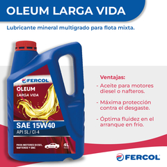 Aceite Fercol Oleum Mineral Larga Vida 15w-40 4lt en internet
