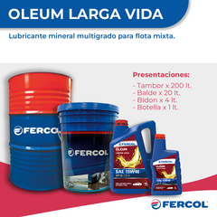 Aceite Fercol Oleum Mineral Larga Vida 15w-40 4lt - Tienda Galaxy