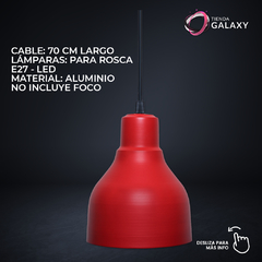 Lampara Colgante Industrial Campana En Aluminio Apto Led - Rojo - comprar online