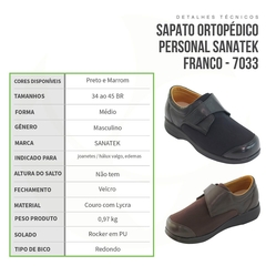 Sapato Terapêutico - Masculino Franco Par 7033 - Sanatek