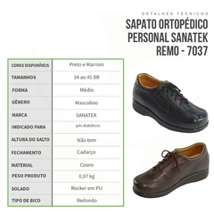 Sapato Terapêutico - Masculino Remo Par 7037 - Sanatek