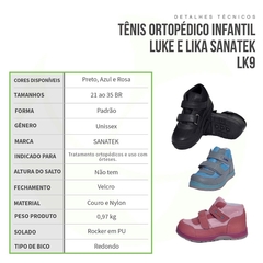 Tênis Infantil Terapêutico Unissex Luke E Lika Par Lk9 - Sanatek