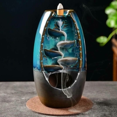 Incensário Azul e Marrom - Cascata/cerâmica