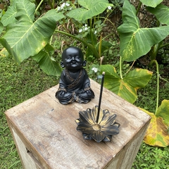 Monge/Buda Gordinho Sorrindo com Covinha - Mamorite (21cm) + incensário