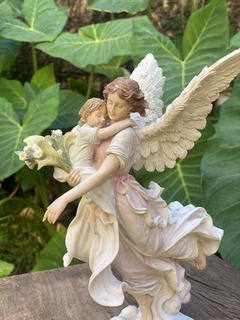 Imagem do Anjo da Guarda Com Criança Veronese (Pintado à mão)