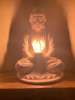 Escultura Luminária Buda Marmorite 40cm na internet