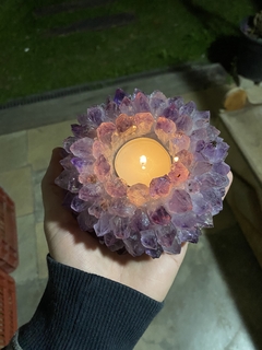 Porta Velas Ametista - Lótus (12cm à 15cm) - loja online