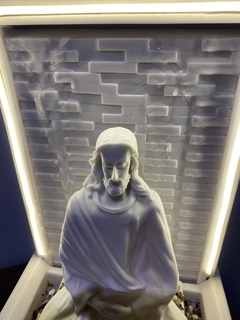 Fonte Jesus Meditando - Marmorite (45cm) - Bi-Volt - Zenz Arts