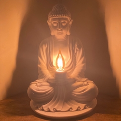Escultura Luminária Buda Marmorite 40cm