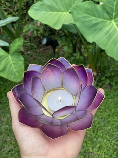 Porta-Velas Flor de Lótus - Madrepérola (15cm)