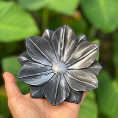 Incensário Flor de Lótus - Marmorite (preta/prata)