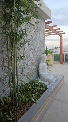 Escultura Buda Sentado Meditando Marmorite 1 metro