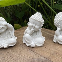Escultura Trio Budas Sábios - Marmorite (12.5cm) - loja online