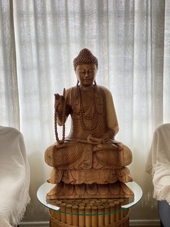 Estátua Buda Sentado Madeira 80cm - loja online