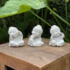 Escultura Trio Budas Sábios - Marmorite (12.5cm) - comprar online